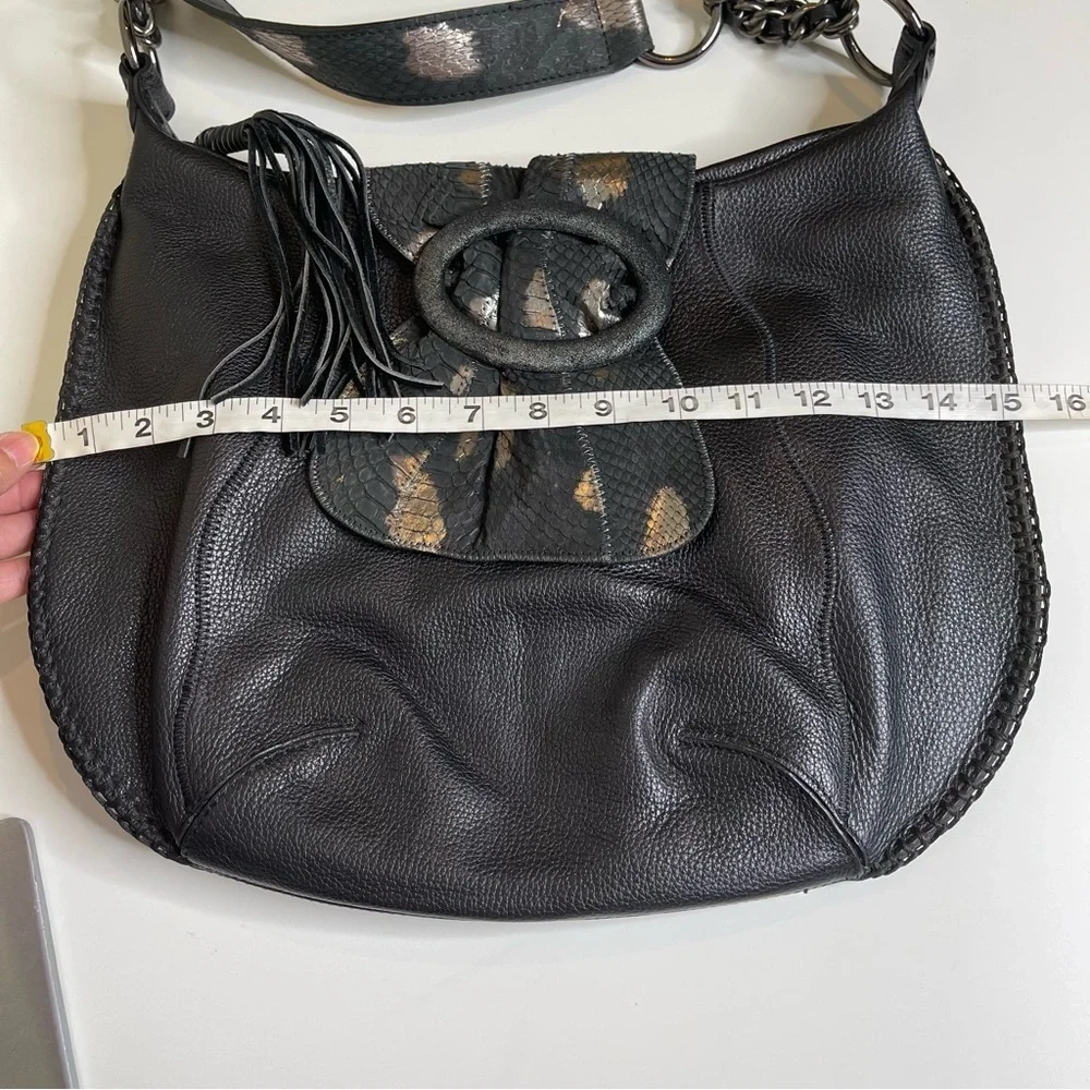 CHI Designed by Falchi Snakeskin & Pebble Leather Shoulder Bag
